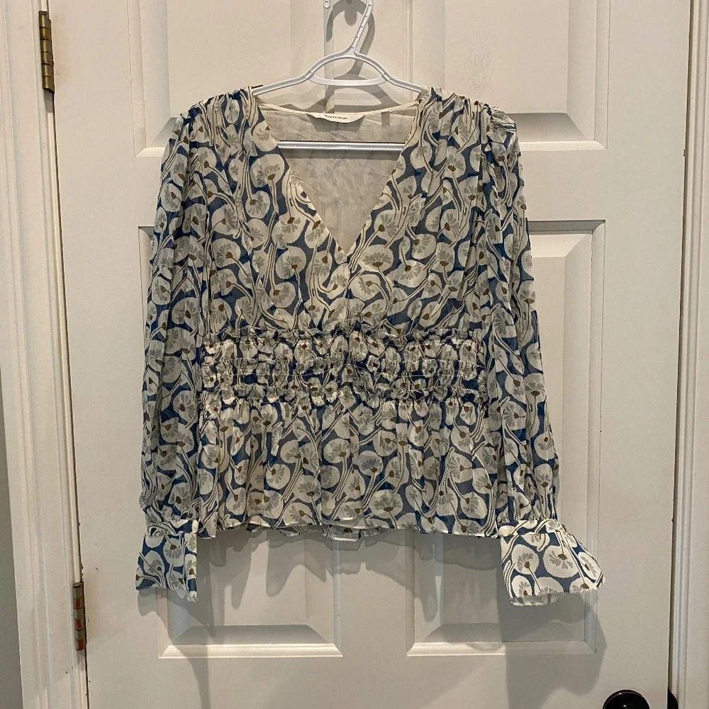 Rebecca Taylor Deco Fleur Silk Floral Blouse/Mu;ticolor, 16717 - Picture 3 of 16